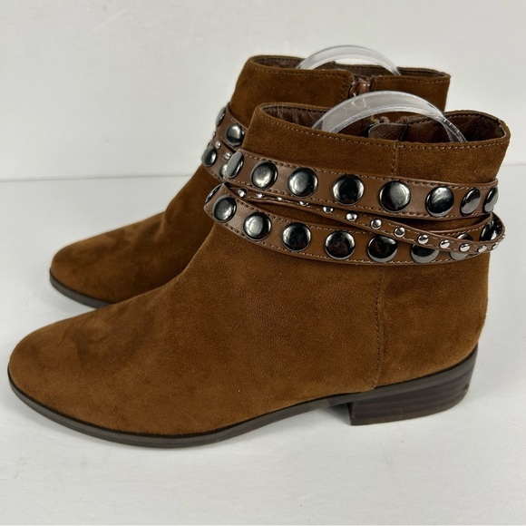 Le chateau Brown vegan Suede Ankle Boots with Studded Straps 36 - Picture 6 of 10